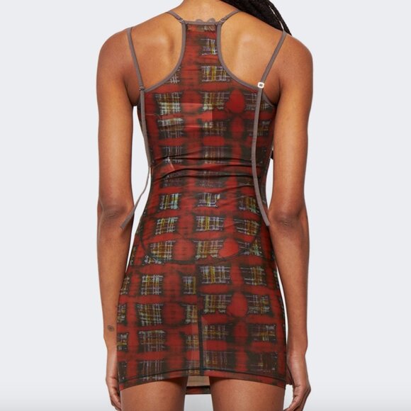 KNWLS Multi Strap Sport Dress with Logo Acid Plaid Ginger Red, Size M - Picture 6 of 6